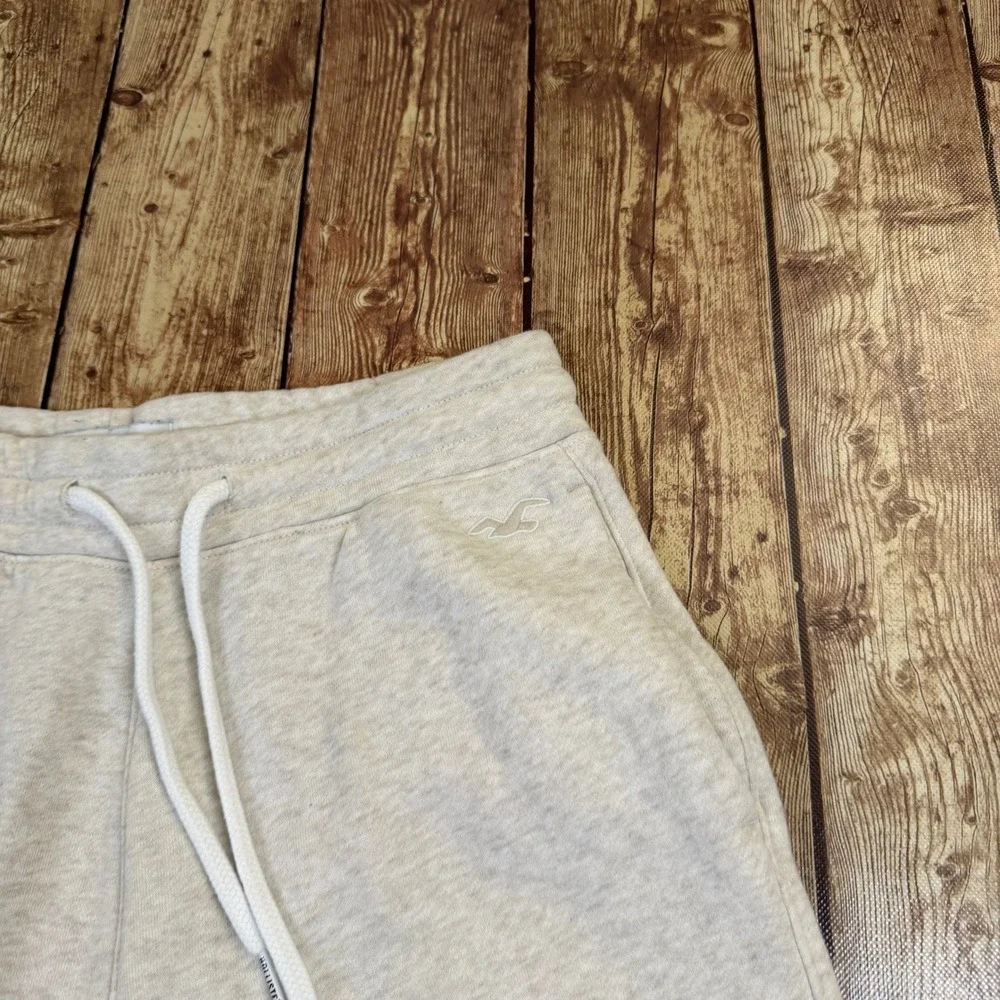 Hollister Jogger Sweatpants Mens Small Oatmeal Heathered Fleece Cuffed